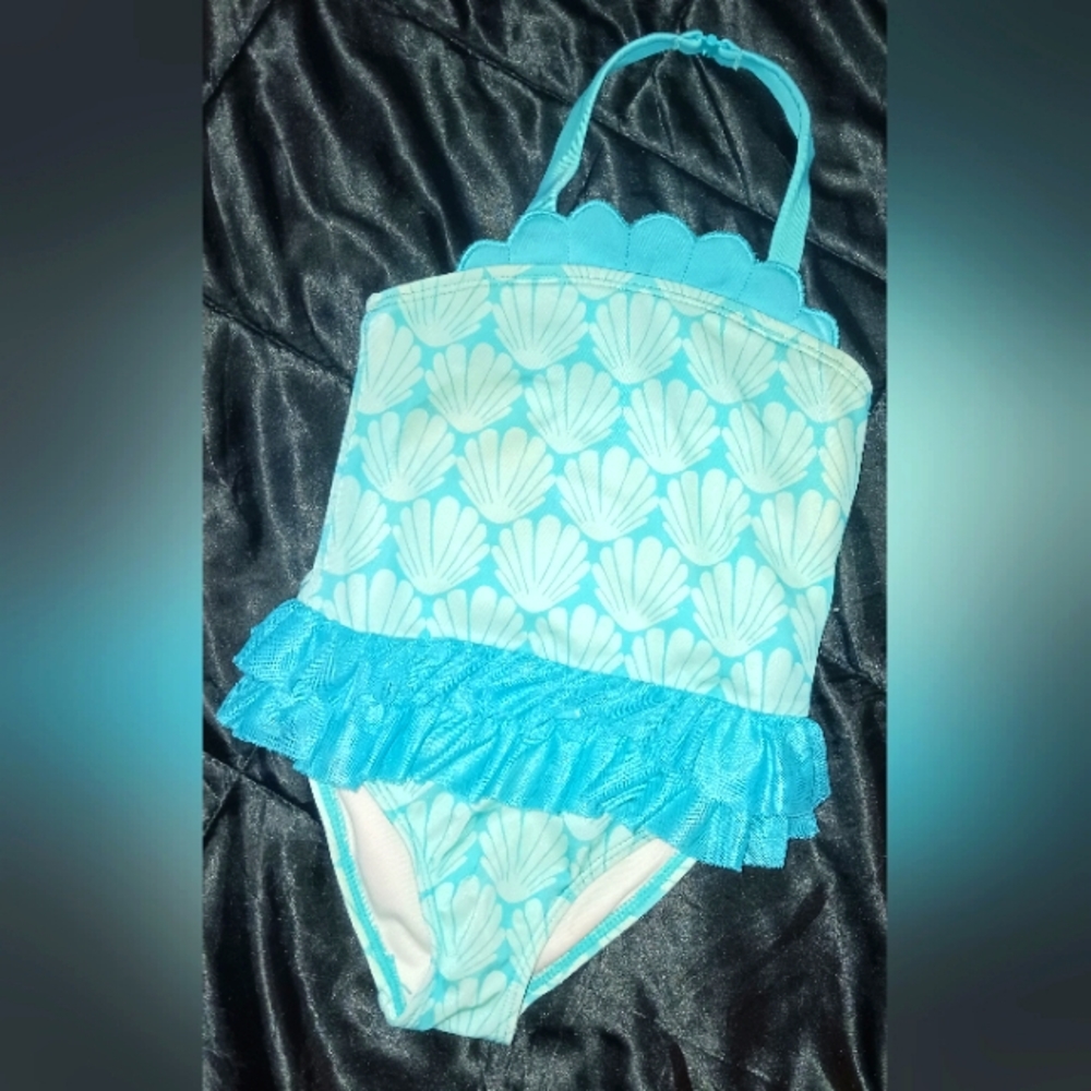 Shell theme blue one piece swimsuit